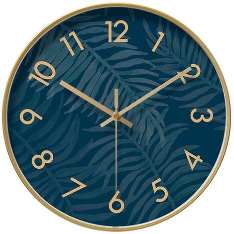1 pc mode métal horloge suspendue Simple ménage horloge murale décor créatif moderne horloge suspendue décor pour centre commercial café magasin dortoir sans batterie bleu