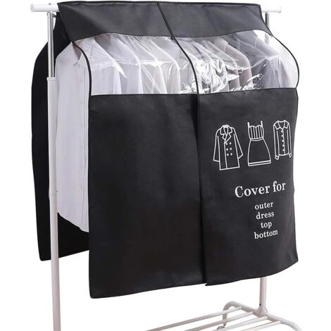 1 PC Noir 110 × 90cm Housse Protège Housses de Vêtements  Housse de Anti-Poussière Protection Portant Univers Garment Covers pour Tringle à Vêtements