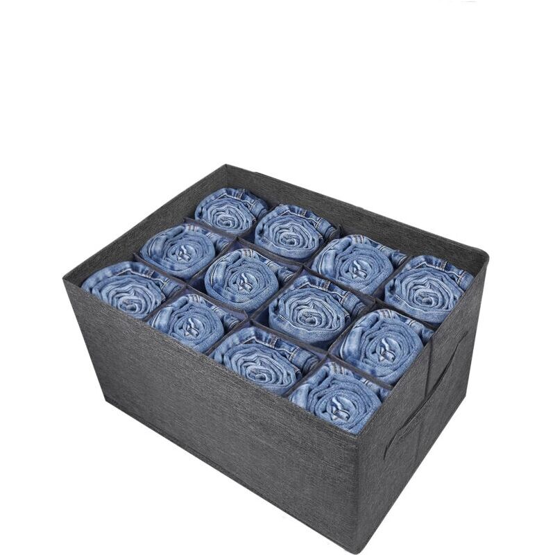 Linghhang - 1 pc) Organisateur de garde-robe gris, organisateur de vêtements à 12 compartiments pour vêtements, jeans, pantalons, pulls, serviettes,