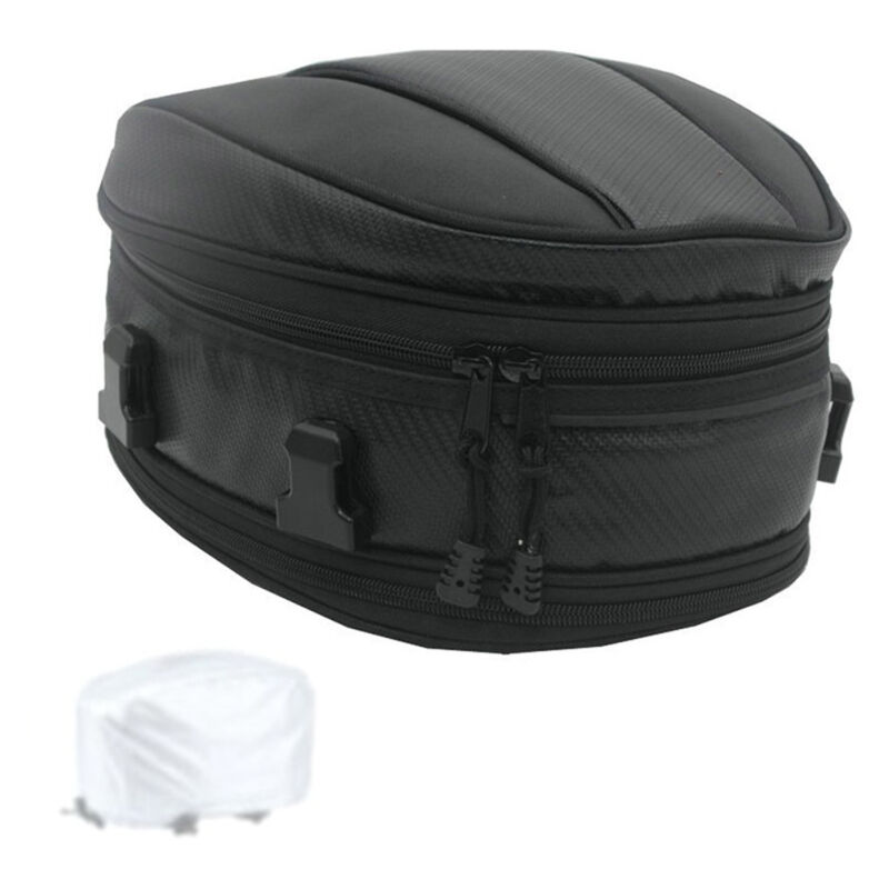 Sacoche arrière multifonctionnelle pour moto, sac de rangement pour siège arrière avec sangles de fixation et housse de pluie