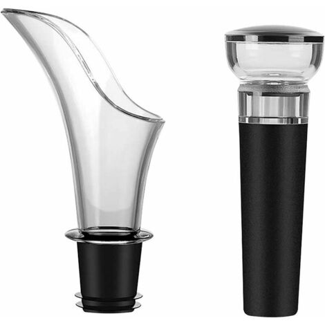 1 Pcs Aerateur Vin Bec Verseur et 1 PCs Bouchon Vin Vide Air Anti Goutte Vin en Silicone R��utilisable Bouchon Vin Vide Air pour Vin Roug Champagne, Fonepro��LUCKY-88