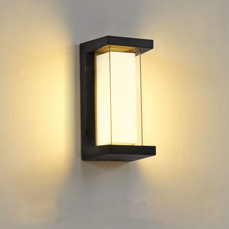 1 pcs Applique Murale Exterieur 3000K 12 w Moderne Aluminium Luminaire Mural IP65 étanche Applique Interieur Extérieure Jardin, Cour, Hall, Couloir