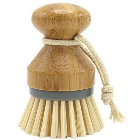 1 Pcs Brosse à Paume en Bambou(Gris), Brosse à Récurer pour Nettoyage des Vaisselle Casseroles Plates Éviers de Cuisine