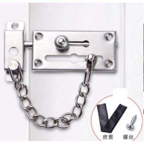 1 Pcs Chaîne de Porte en Acier Inoxydable Verrou de Sécurité Argent Anti-Vol Serrure Solide Glissière pour Maison Hôtel Protection Fiable pour Famille