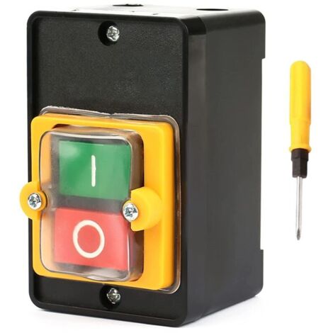 1 pcs Commutateur à Bouton Poussoir, AC220V / 380V 10A Interrupteur à Bouton de Commande de Puissance étanche Monophasé/Triphasé, Bouton de Commande Marche/Arrêt Avec Coquillage, Interrupteur Machine