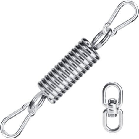 1 PCS Crochet de Ressort de Hamac, Il a 2 M10 Mousqueton de Fixation, 1 Ressort de Suspension et 1 Anneau Rotatif à 360 °, Accessoires de Balançoire De Chaise Extérieure