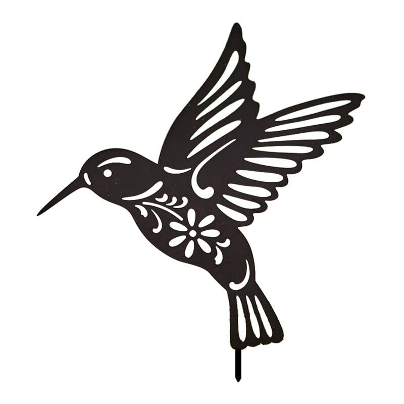 Linghhang - 1 pcs Décoration Murale Colibri Oiseau En Métal Noir, Colibri Sculpture En Fer Colibri En Murale En Métal à Suspendre Décoration, Art