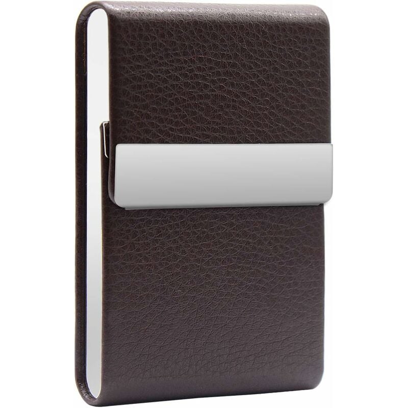 1 Pcs Étui Cigarette en Métal Boite Marron a Cigarettes Porte Cigarette en pu Cuir Etui Paquet Cigarette Paquet de Cigarettes Slim pour Hommes Femmes