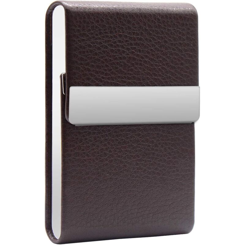 Linghhang - 1 Pcs Étui Cigarette en Métal Boite Marron a Cigarettes Porte Cigarette en pu Cuir Etui Paquet Cigarette Paquet de Cigarettes Slim pour