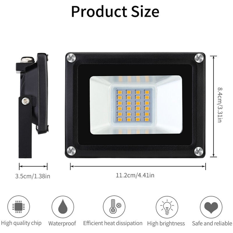 

1 PCS Lámpara LED de reflector para exteriores 20W SMD blanco cálido