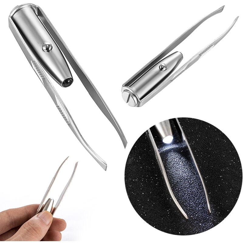 1 Pcs Led Augenbraue Pinzette Edelstahl Gesicht Augenbraue Design Wimpern Entferner Werkzeuge Licht Wimpern Pinzette Schönheit Make-Up | 04537370944192