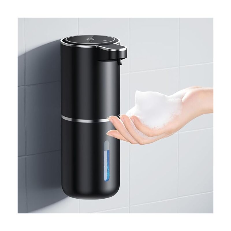 1 pcs - Noir Distributeur de savon automatique - 380 ml - Fixation murale - Distributeur de savon électrique sans contact - Avec capteur