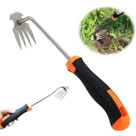 1 Pcs Outil de Désherbage. Outil de Désherbage Manuel. Artefact Désherbage Jardin. Outil de Désherbage en Acier Inoxydable. Outil Désherbage en Acier Inoxydable(poignée en Caoutchouc à 4 Dent