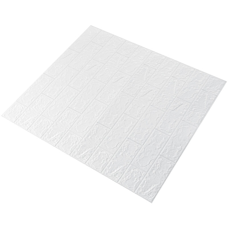 

1 PCS Pegatinas de Pared de Ladrillo 3D Impermeables de Espuma, Papel Autoadhesivo de Pared, Decoración de 77x70cm, Blanco