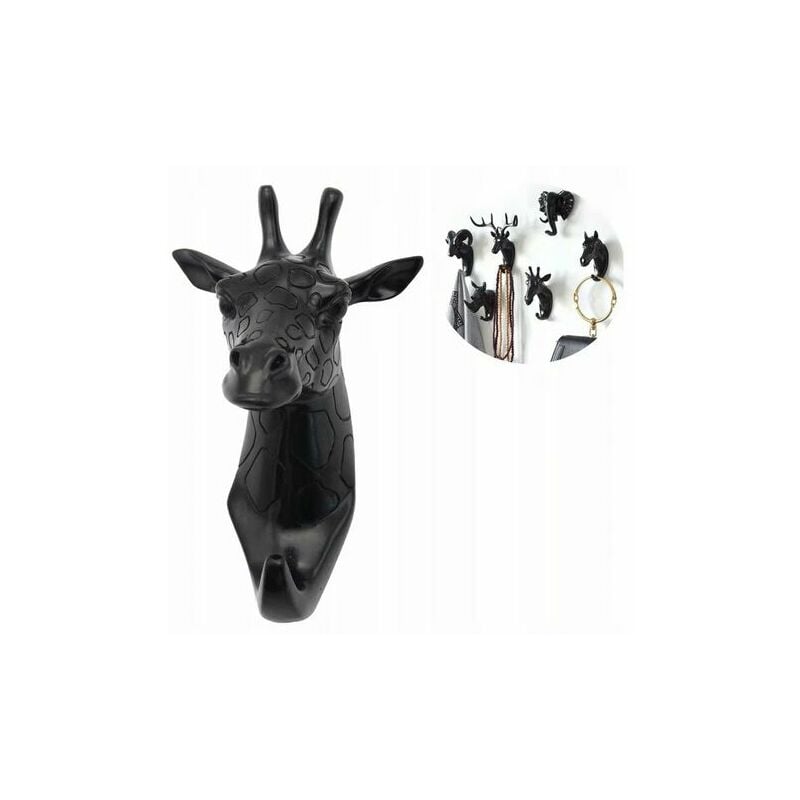 Fei Yu - 1 pcs Porte-manteau et porte-manteau Porte-serviettes Crochet mural Porte-manteau Animal Clé Girafe noire