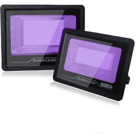 1 pcs Projecteur UV LED 50W Eleganted Lampe à longueur d'onde 395-400nm Lumière Noire IP66 Imperméable, Lampe LED Ultra-violet, Eclairage à Effet pour Aquarium,Bar, Fête