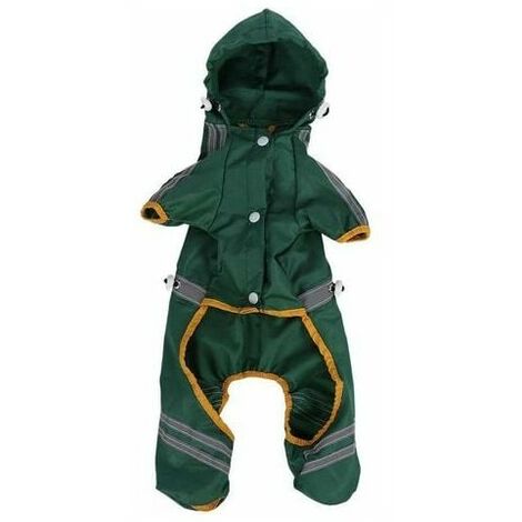 1 Pcs Rainsuit - 6 Sizes Pet Raincoat Waterproof Jacket Cat Dog Hood Raincoat Reflective Overalls (XXL-Green)
