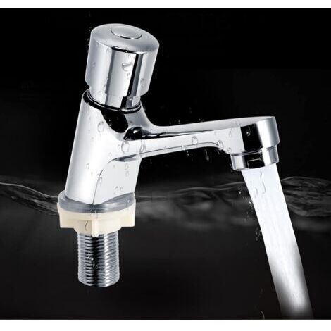 1 pcs  Robinet Poussoir Temporisé, Robinet Poussoir Eau Froide Robinets de Lavabo pour Salle de Bain Robinet Salle Bain Robinet Lave Main Eau Froide pour la Salle de Bain et la Cuisine