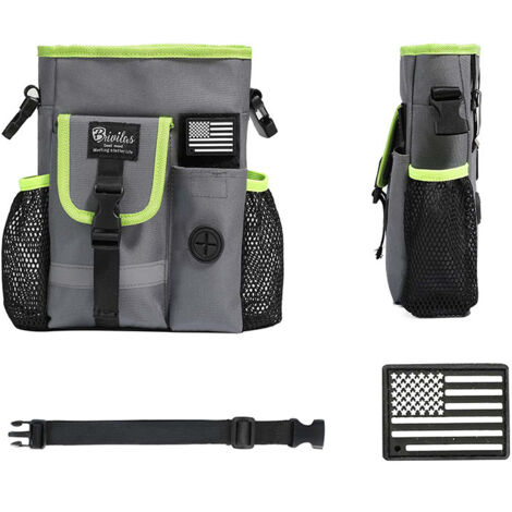1 Pcs Sac Friandise pour Chien,Sac de Dressage pour Chien avec Bandoulière Réglable Amovible, Distributeur de Sac à ordures Intégré, Grande Capacité -gris