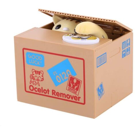 1 Pcs Tirelire de Chat, Coin Stealing Cat Mignon Automatique Tirelire Boîte D'épargne for d'anniversaire