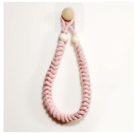 1 Pcs Towel Holder(Pink) Rope Bathroom Paper Holder Toilet Roll Holder Retro Jute Rope Wooden Towel Rack for Bathroom Kitchen