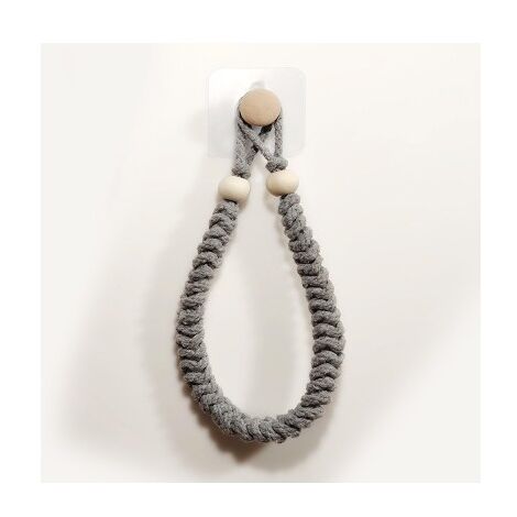 1 Pcs Towel Rack Rope Paper Holder Bathroom Toilet Roll Retro Jute Rope Wooden Towel Holder Bathroom Kitchen Use (Grey)