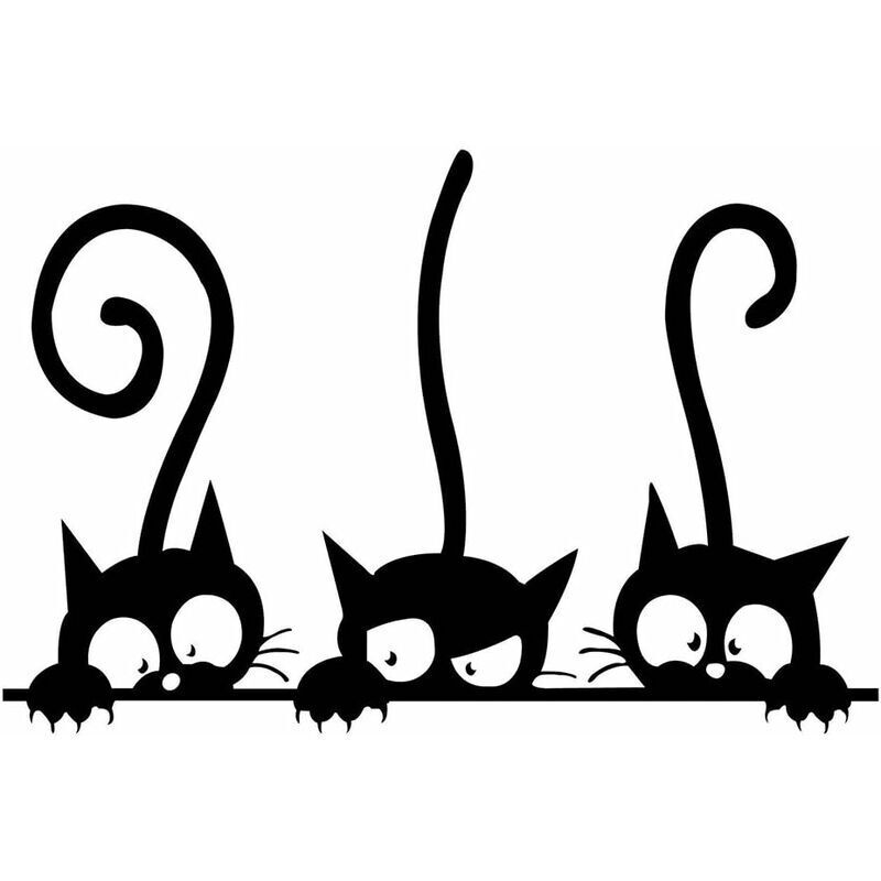 1 pcs Trois Chats rigolos Autocollant Mural Sticker PVC Créatif Imperméable Amovible Décorations Stickers Muraux Art Mural Wall Sticker Salon Chambre