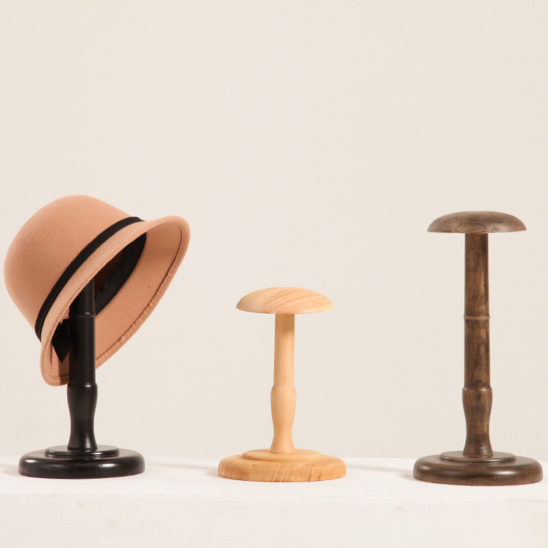 1 pcs Vintage Support a Chapeau en Bois Porte Perruque Affichage Presentoir Stand-Noir,21cm