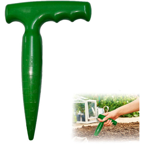 1 perforadora de mano para jardín, perforadora para plantar con escala de medición, herramienta para plántulas, para sembrar y trasplantar vegetales