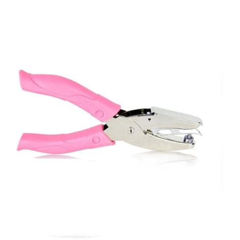 1 perforatrice à main en métal avec poignée rose pour la maison, le bureau, l'école (petit cercle)