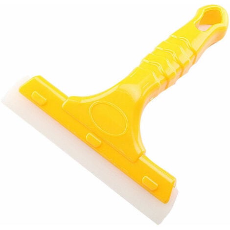 1 petite raclette en silicone avec lame en silicone, raclette pour verre de douche, raclette teintée pour fenêtre, miroirs de salle de bain, porte de douche et pare-brise de voiture, jaune