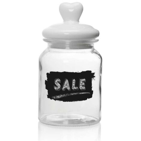 1 Pezzo Barattolo da Cucina in Vetro con Coperchio in Ceramica Sale 1000 ml