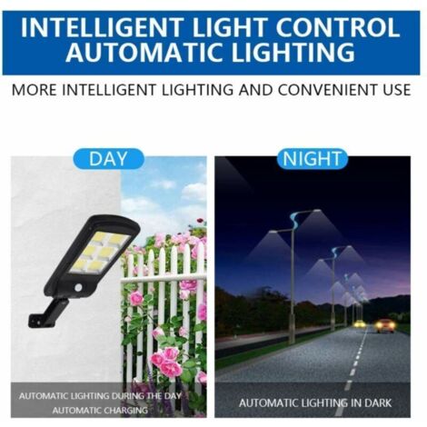 1 pezzo di luce solare da esterno, lampione a LED da 6000 lumen, faretto solare con sensore di movimento, 3 modalità, impermeabile IP67 per giardino, garage, cortile, scale, patio