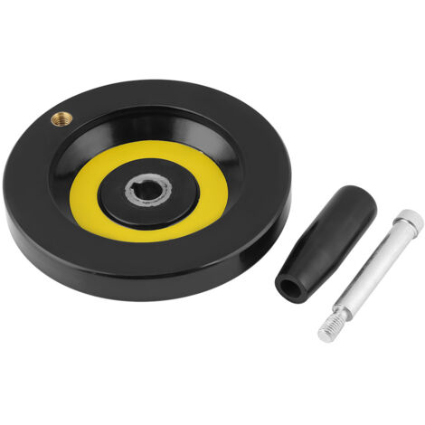 1 pezzo di volantino posteriore ondulato nero per tornio e fresatrice con maniglia girevole (12 x 125 mm)