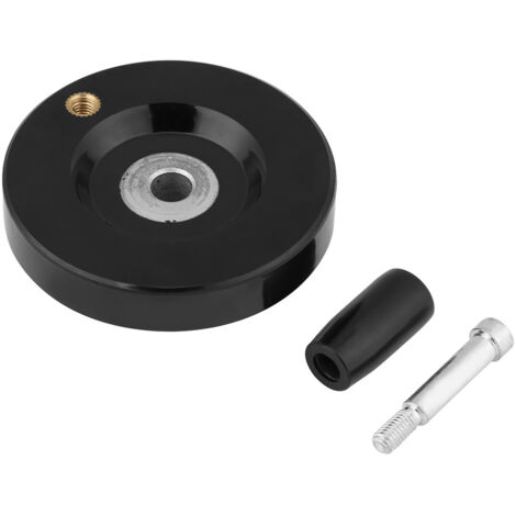 1 pezzo di volantino posteriore ondulato nero per tornio e fresatrice con maniglia girevole (8 x 63 mm)
