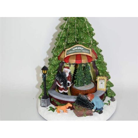 1 Pezzo Giostrina Albero con Babbo Natale Movimento Luci e Musica 2 Decori