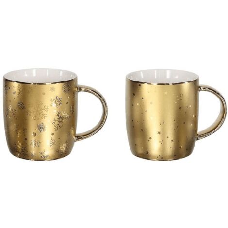 1 Pezzo Tazzone Tazza Latte Mug Natale All Gold 370 cc 2 Modelli