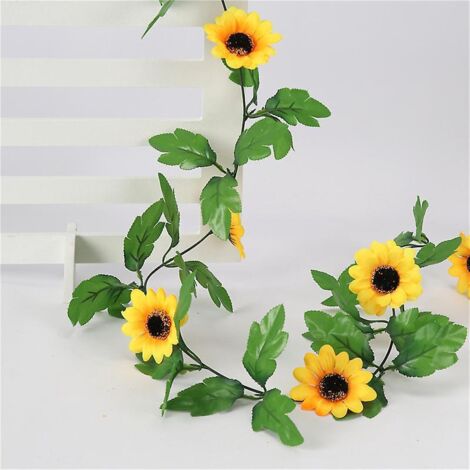 1 Pice 2.5m Guirlande 2 Feuilles Tournesol Artificiel Guirlandes Fleurs Artificielles Tombante Plante Fausse Suspendre