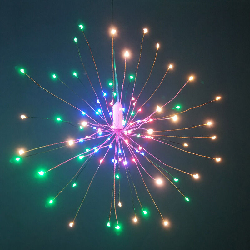 décoration de Noël 1 pièce feux d'artifice LED lumières colorées, fil d'argent 150 LED lumières de Noël étanches télécommande pour chambre, jardin,