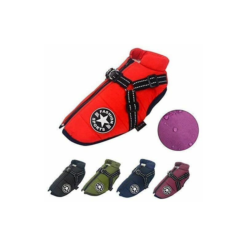 Ensoleille - 1 pièce Manteaux pour Chiens Imperméables avec Harnais Vêtements pour Chiens Chauds et Confortables Conception de Bandes Réfléchissantes