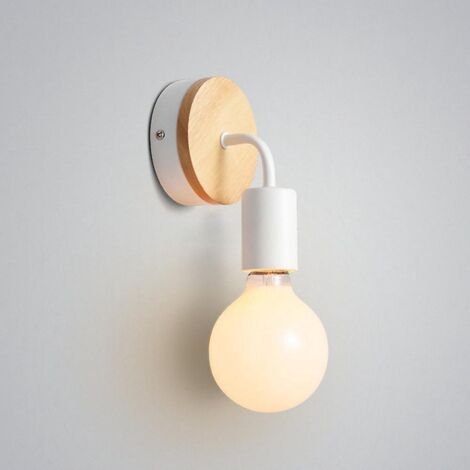 1 Pice Petite Lampe Murale En Bois Blanc Minimaliste Moderne Lampe Industrielle En Bois Lampe Murale Dcoration D'intrieur