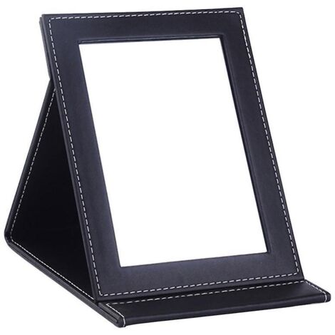1 Pices Miroir De Maquillage Pliable Et Portable, Miroir De Bureau De Voyage Avec Support, Miroir De Table Compact En Cuir Pu