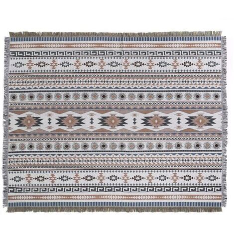 1 pièce 160 x 130 cm Bohème Treillis Motif Frange Tricoté Couverture Simple Doux Confortable Protection Contre le Froid pour Canapé Canapé Lit Sieste