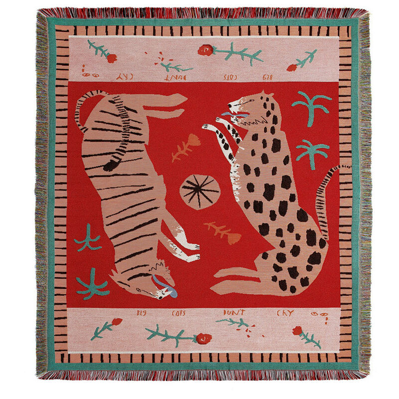 1 Pièce 160x130cm Couverture Plaid Animaux Tricotée Décorée avec des Franges Bohême Simple Doux Confortable Protéger Contre Le Froid pour Canapé Sofa