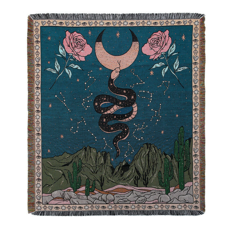1 Pièce 160x130cm Couverture Plaid Le serpent Tricotée Décorée avec des Franges Bohême Simple Doux Confortable Protéger Contre Le Froid pour Canapé
