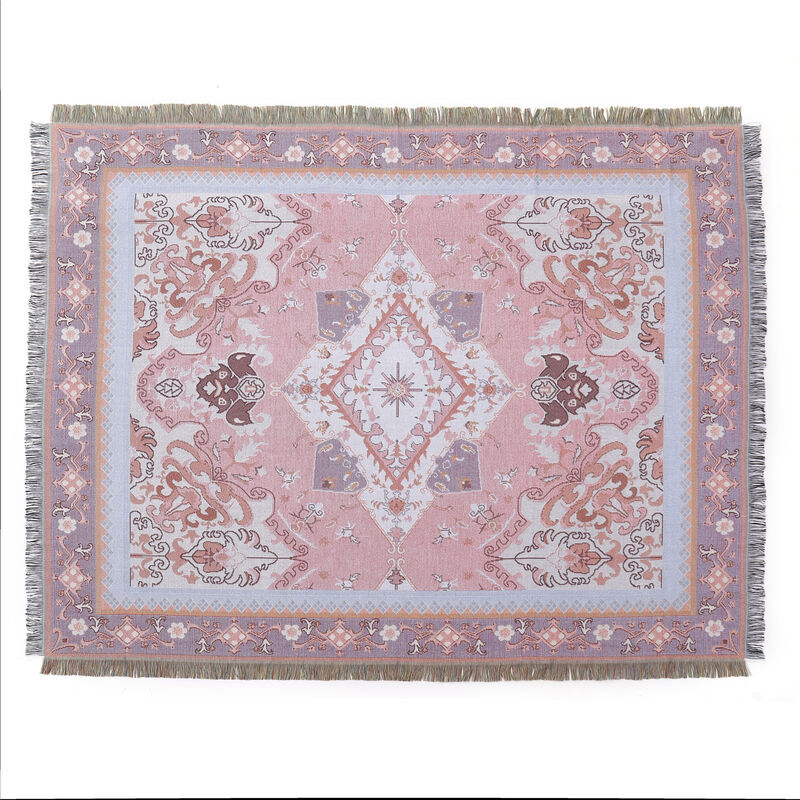 1 Pièce 160x130cm Couverture Plaid Modèle rose Tricotée Décorée avec des Franges Bohême Simple Doux Confortable Protéger Contre Le Froid pour Canapé