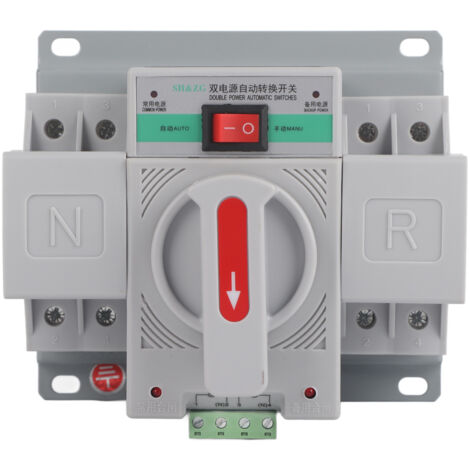 1 pièce 220 V 63 A 2P Mini disjoncteur à double alimentation avec commutateur de transfert automatique