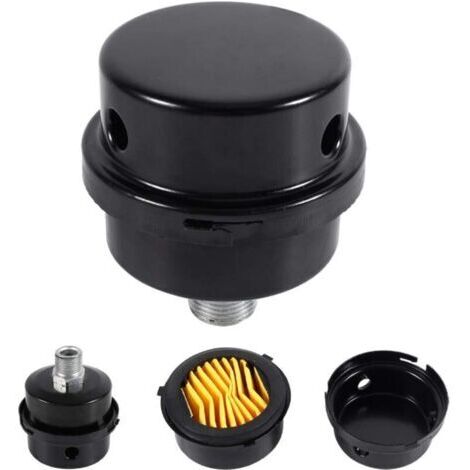 1 pièce 3/8"16MM Silencieux de Filtre à Air de compresseur Métal d'air pour les chaudières à compresseur d'air Couleur Noir