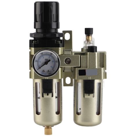 1 pièce AC3010-03 Régulateur de pression d'air comprimé en alliage d'aluminium avec purgeur d'humidité et filtre à eau, 3/8"