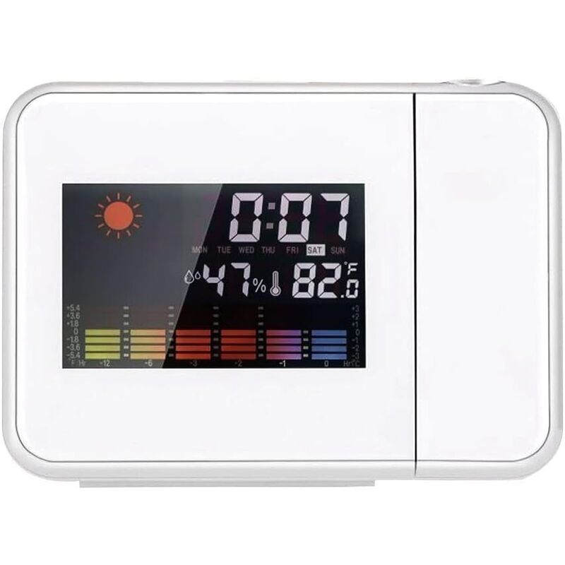 Linghhang - 1 pièce (blanc) horloge de projection numérique à écran couleur, horloge météo à calendrier perpétuel créatif, réveil électronique à